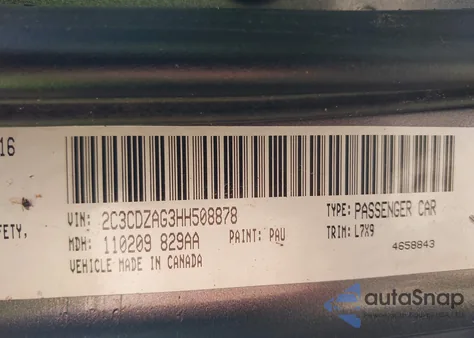 2017 Dodge Challenger Sxt из США, поврежденный, VIN 2C3CDZAG3HH508878